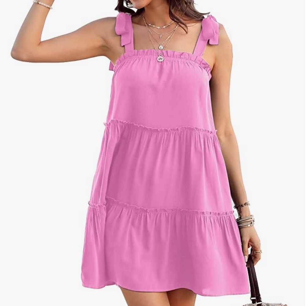 Feiersi Womens Boho Pink Dress